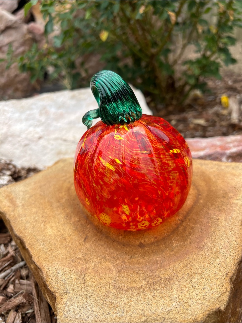 Handblown Glass Pumpkin From woodland Colorado Autumn Halloween Thanksgiving - Picture 2 of 11